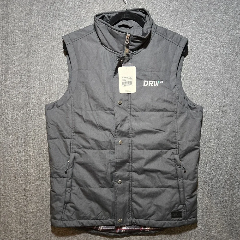 NWT Roots73 Traillake Insulated Vest Grey Smoke DRW Logo Button / Zipper